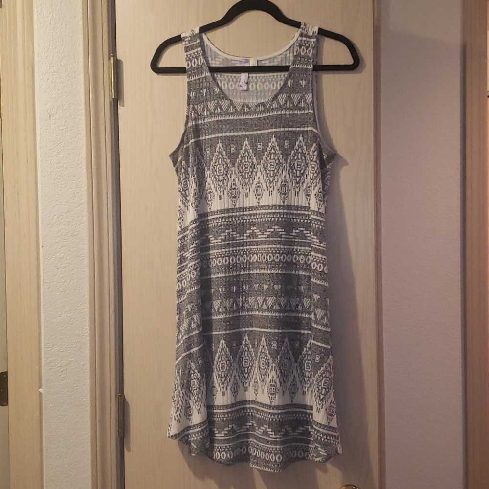 Blue and White Tribal Print Dress